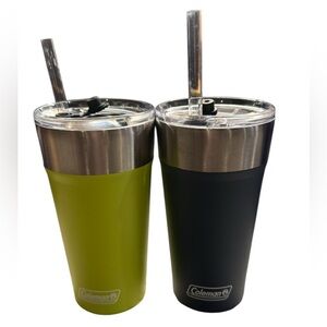 Coleman Dual Tumbler Set - Lime and Navy 16 oz with Built-in Bottle Opener